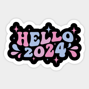 Hello 2024 pastel retro design Sticker